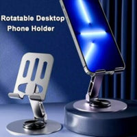 Universal Aluminum Phone Stand for Desk 360° – Rotation, Foldable and Anti-Slip Base