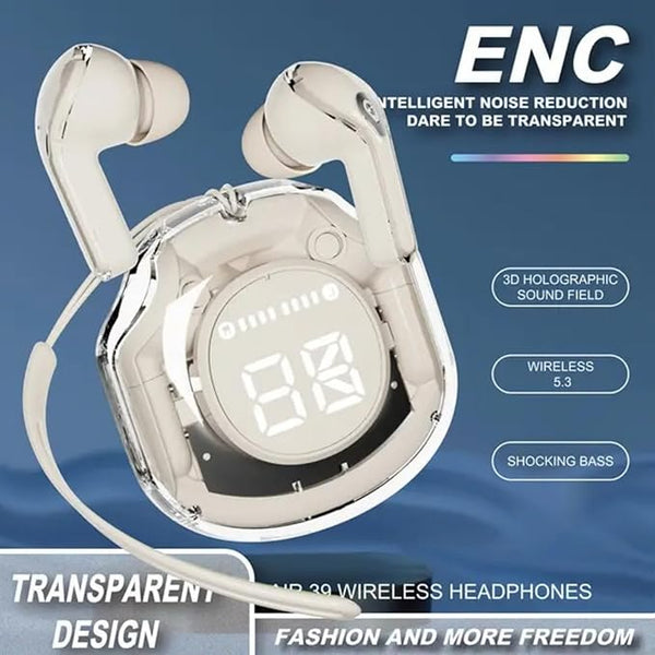 Ultrapods Pro TWS Earbud, Bluetooth Earbuds with Display, Transparent