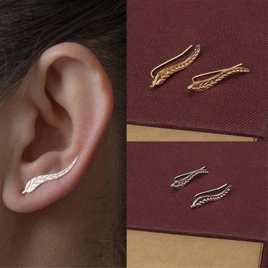Gold Earring Leaf Stud For Women