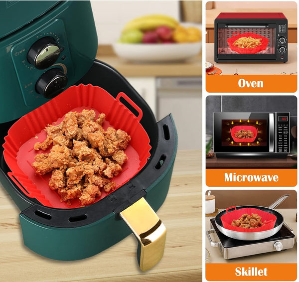 Air Fryer Tray Oven Baking Tray Fried Basket Mat AirFryer Silicone Pot Round