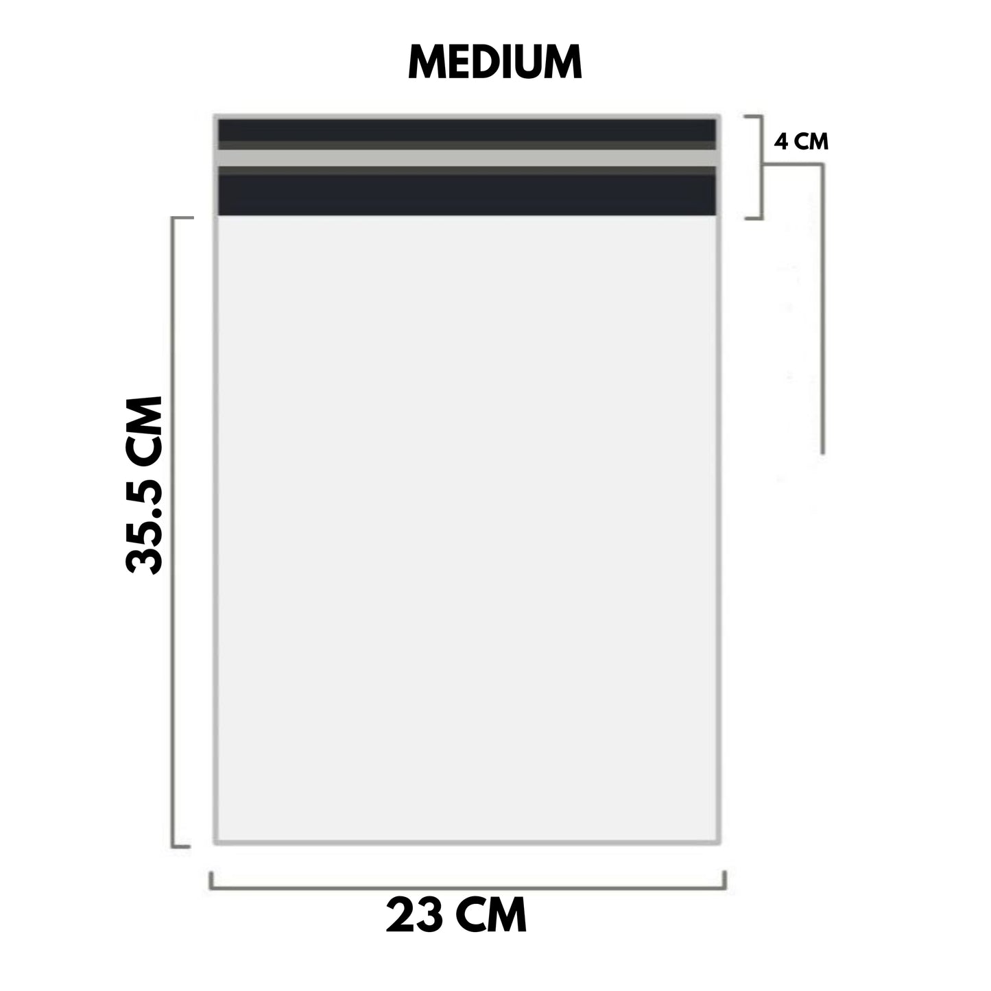 WHITE Shipping Bag Poly Mailer Flyers Upto 1000 Bags [23cm x 35.5cm+4cm - MEDIUM]