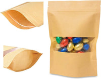 50g - Kraft Paper Bag Stand Up Pouch Food Zip Lock Packaging Window (10cm X