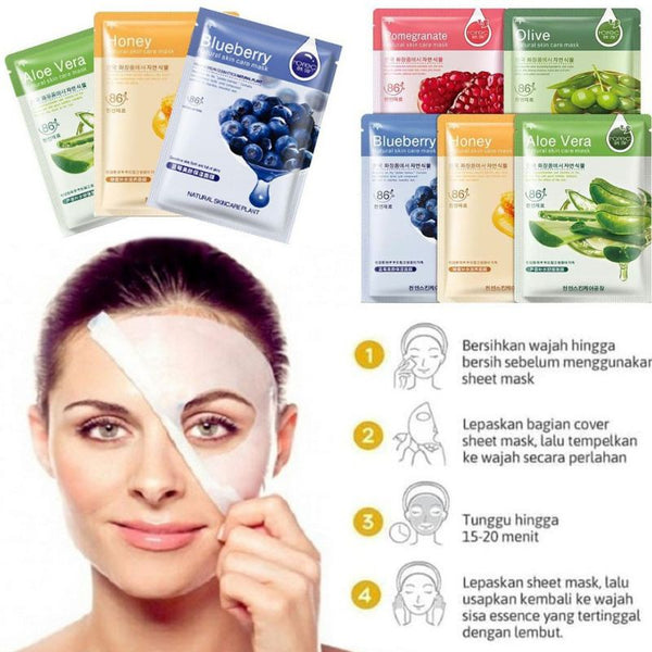 Natural Essence Face Mask 5 Flavour (Organic Collagen Fruits Facial Sheet Mask)