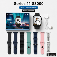 Series 11 S3000 Black 7+1 Smart Watch with Metal Strap | Bluetooth Calling | Sports Fitness Tracker | Smartwatch for Men & Women