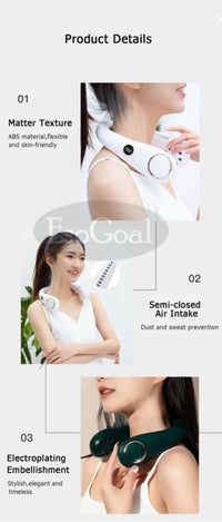 Foldable Bladeless Wearable Neck Fan Travel & Sports