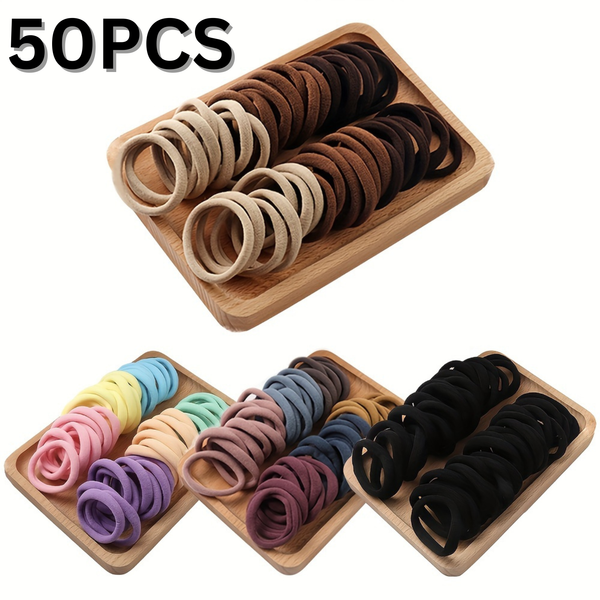 50pcs Soft Elastic Hair Ties Hair Bands Decorative Hair Accessories Set for