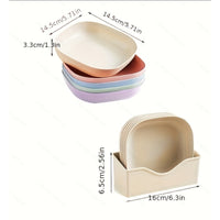 10 Random Color Square Plates with 1 Stand
