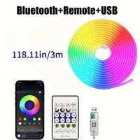 Lqhzmyy RGB Neon Light Strip with 24-Key Touchscreen Remote - USB-Powered