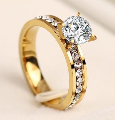 Princess Rings For Women With Big Stone Plated Band With Luxury Stone Setting