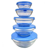 Set of 5 Glass Bowls with Lids