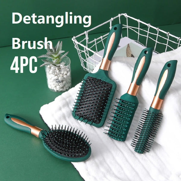 Anti-static Smooth 4pc Hair Air Cushion Comb Dark Green Plastic Comb Scalp