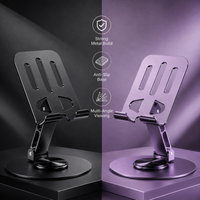 Universal Aluminum Phone Stand for Desk 360° – Rotation, Foldable and Anti-Slip Base