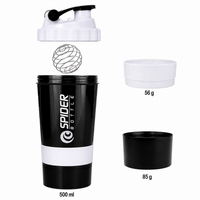 Spider Protein Shaker | Gym Shaker 550ml with 2 Storage Extra Compartment for Gym