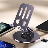 Universal Aluminum Phone Stand for Desk 360° – Rotation, Foldable and Anti-Slip Base