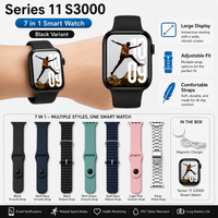 Series 11 S3000 Black 7+1 Smart Watch with Metal Strap | Bluetooth Calling | Sports Fitness Tracker | Smartwatch for Men & Women