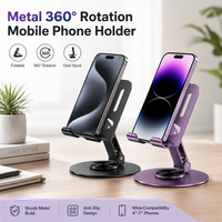 Universal Aluminum Phone Stand for Desk 360° – Rotation, Foldable and Anti-Slip Base