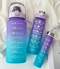 3 Pack Water Bottles Set with 2l Large Bottle 900ml Portable Bottle and