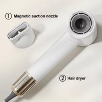 White Leafless Hair Dryer with Strong Airflow, Quick Drying and Low Noise Design