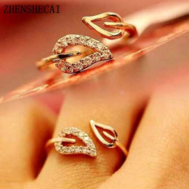 Gold Ring Adjustable Size Shine Bright Gold Plated Rings With Stones for Women