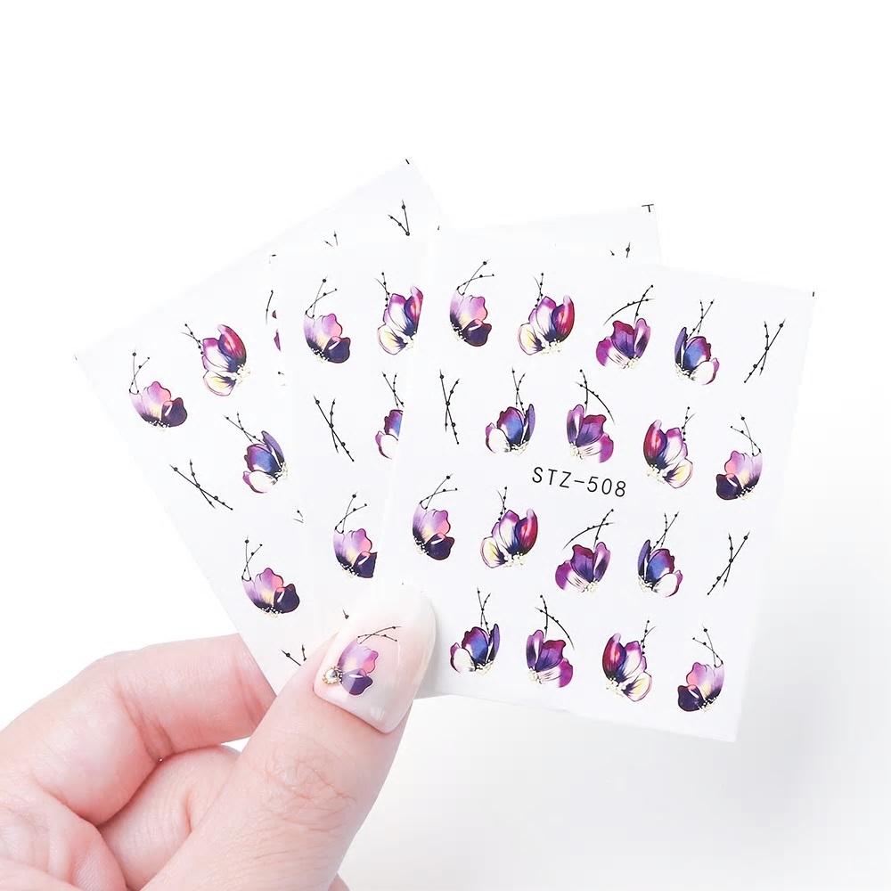 Butterfly Flower Nail Sticker Decal Sliders for Nail Art Decoration and Manicure Wraps