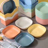 10 Random Color Square Plates with 1 Stand