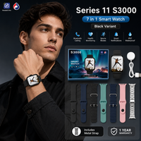 Series 11 S3000 Black 7+1 Smart Watch with Metal Strap | Bluetooth Calling | Sports Fitness Tracker | Smartwatch for Men & Women