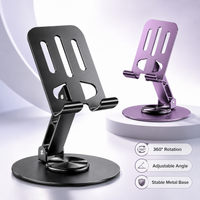 Universal Aluminum Phone Stand for Desk 360° – Rotation, Foldable and Anti-Slip Base