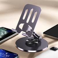 Universal Aluminum Phone Stand for Desk 360° – Rotation, Foldable and Anti-Slip Base
