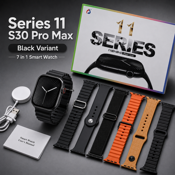Series 11 S30 PRO Max 7 in 1 Smart Watch | AI Voice Assistant | Heart Rate, Blood Oxygen & Sleep Monitor | Smartwatch for Android & iOS