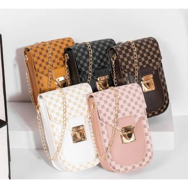 Fashion Female Shoulder Bag Retro Small Polka Embroidered Solid Color Chain