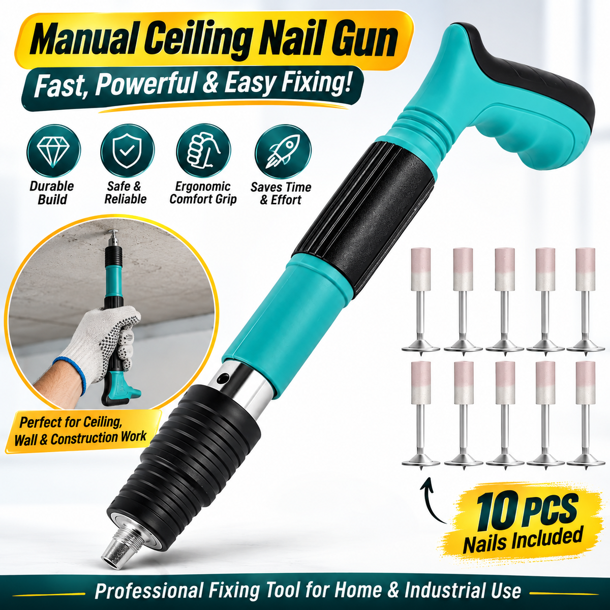 Manual Steel Nail Gun Tool, Mini Concrete Nail Gun Wall Fixing Rivet Tool TBS