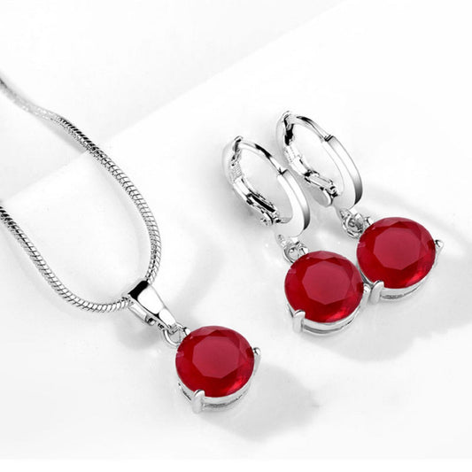 Luxury Necklace and Earrings Jewelry Set - Blood Red