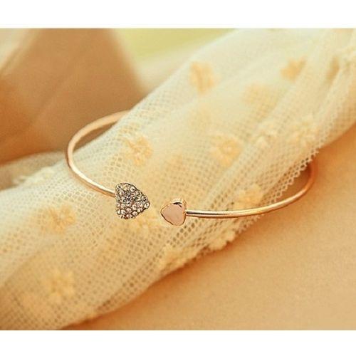 Gold Plated Heart Crystal Bracelet Bangle