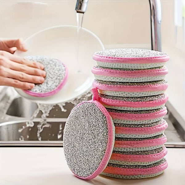 5pcs Double-Sided Miracle Dishwashing Sponge Brush - Pot & Bowl Cleaner with