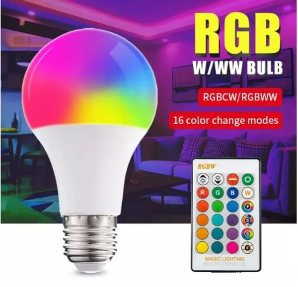 9w LED RGB Bulb Screw Type E27 with 16 Colors Adjustable + Remote
