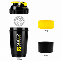 Spider Protein Shaker | Gym Shaker 550ml with 2 Storage Extra Compartment for Gym