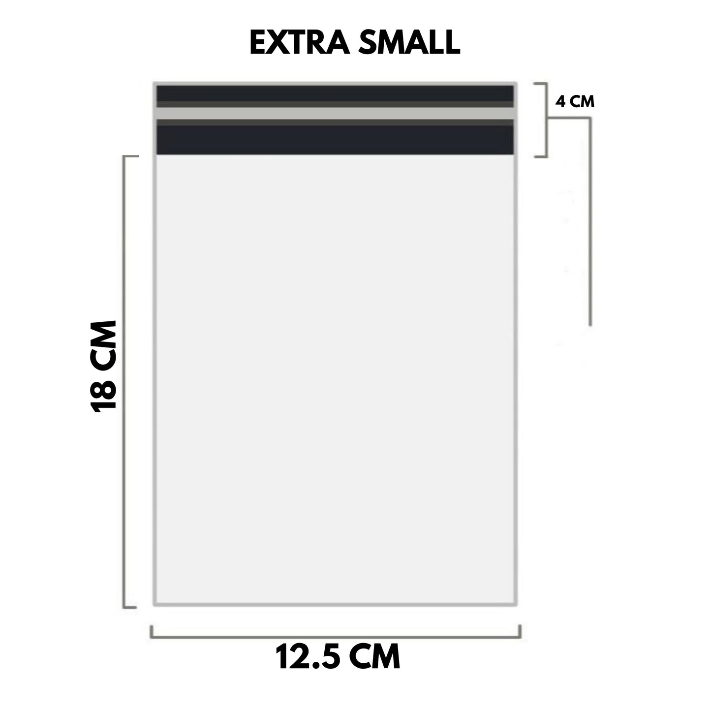 WHITE Shipping Bag Poly Mailer Flyers Upto 1000 Bags [12.5cm x 18cm+4cm - EXTRA SMALL]