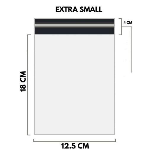 WHITE Shipping Bag Poly Mailer Flyers Upto 1000 Bags [12.5cm x 18cm+4cm - EXTRA SMALL]