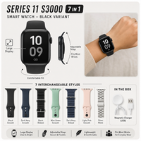 Series 11 S3000 Black 7+1 Smart Watch with Metal Strap | Bluetooth Calling | Sports Fitness Tracker | Smartwatch for Men & Women