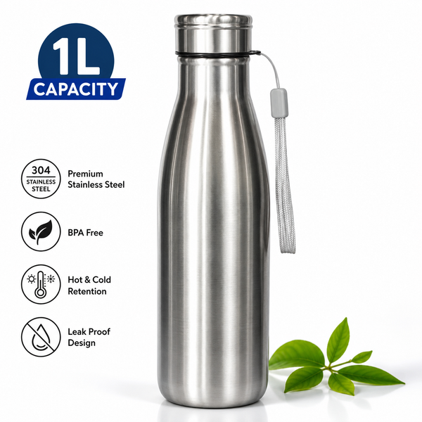 1000ml Portable Hot Cold Water Bottle for Travel Camping Sports Drink Bottles Drinkware Cup Stainless Steel Water Bottle