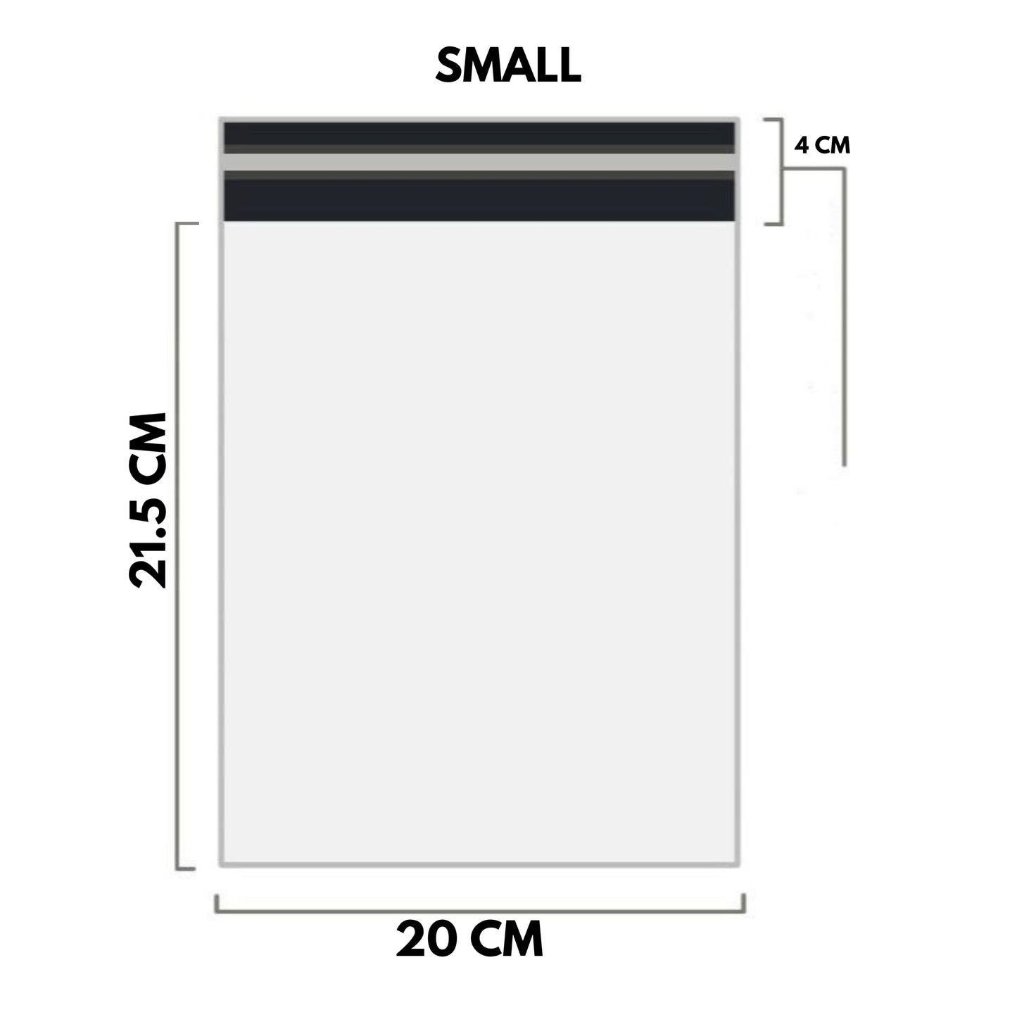 WHITE Shipping Bag Poly Mailer Flyers Upto 1000 Bags [20cm x 21.5cm+4cm - SMALL]