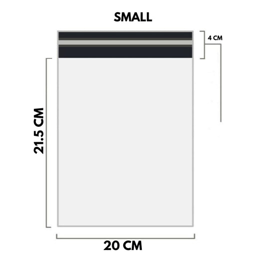 WHITE Shipping Bag Poly Mailer Flyers Upto 1000 Bags [20cm x 21.5cm+4cm - SMALL]